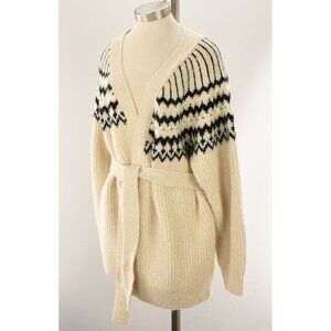 Gap Beige Black Fair Isle Wrap Cardigan Sweater XL NWT